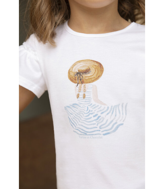 Tartine et Chocolat Tshirt Wit Lichtblauw Meisje