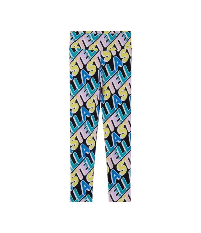 Stella Mccartney Legging Zwart Met Geel Paars Blauw