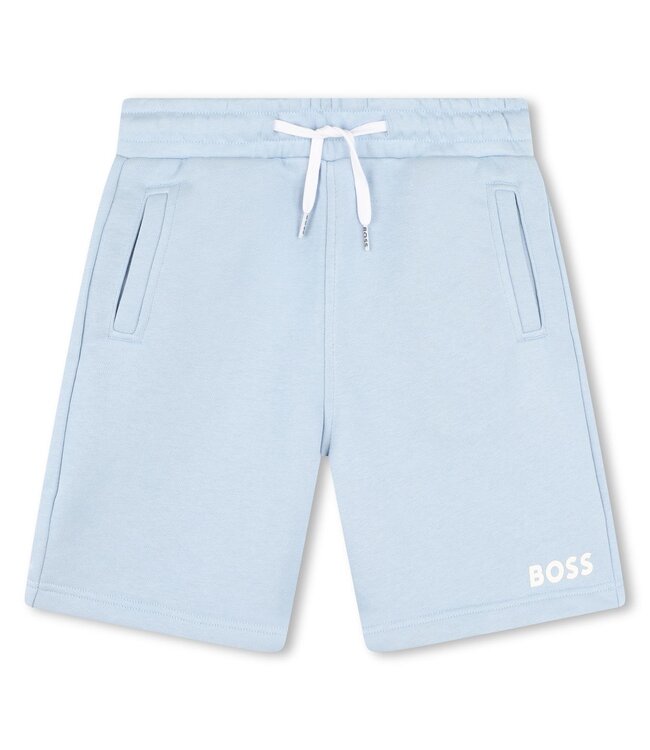 Boss Korte Broek Lichtblauw Logo Wit