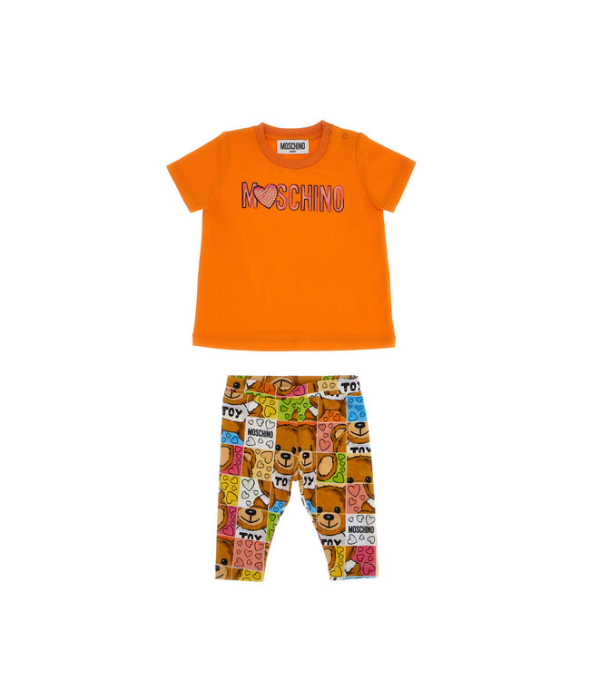 Moschino Baby Set Tshirt Met Legging Oranje