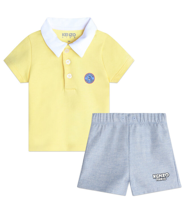 KENZO Baby Set Polo Geel Met Denim