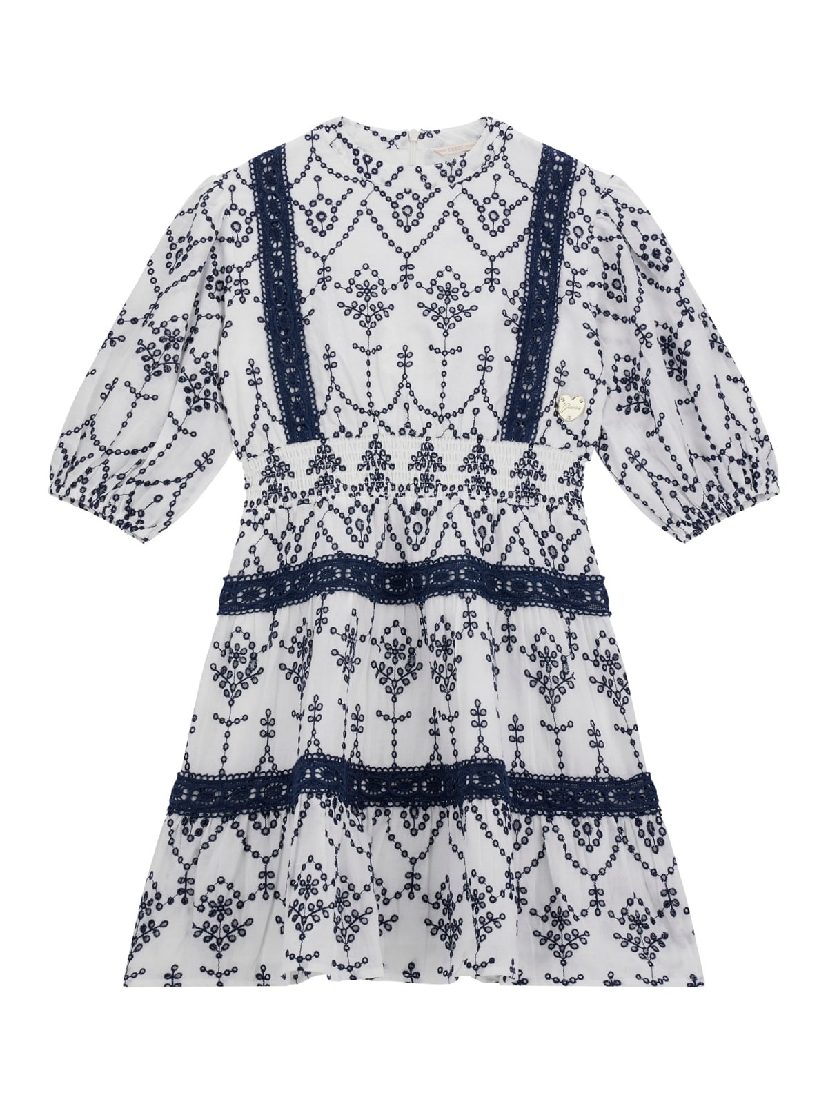 Guess Jurk Wit Blauw Geborduurd