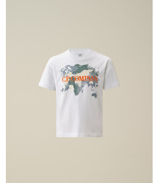 C.P Company Tshirt Wit Met Print Logo Oranje