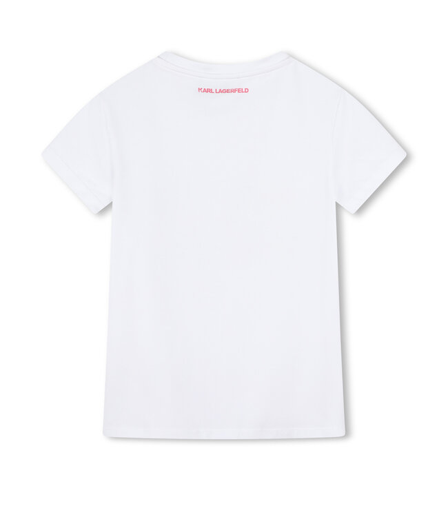Karl Lagerfeld Tshirt Wit Glitter Roze