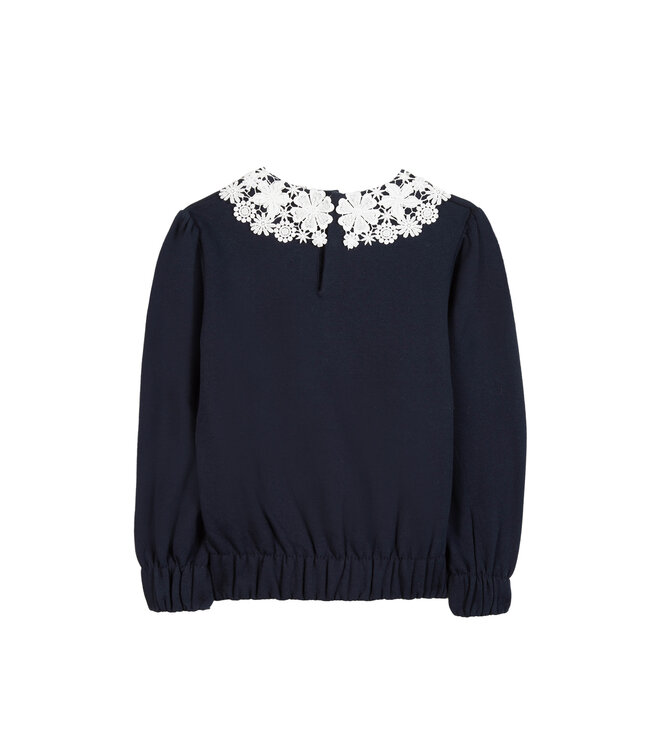 Tartine et Chocolat Sweater Donkerblauw Kraag Wit