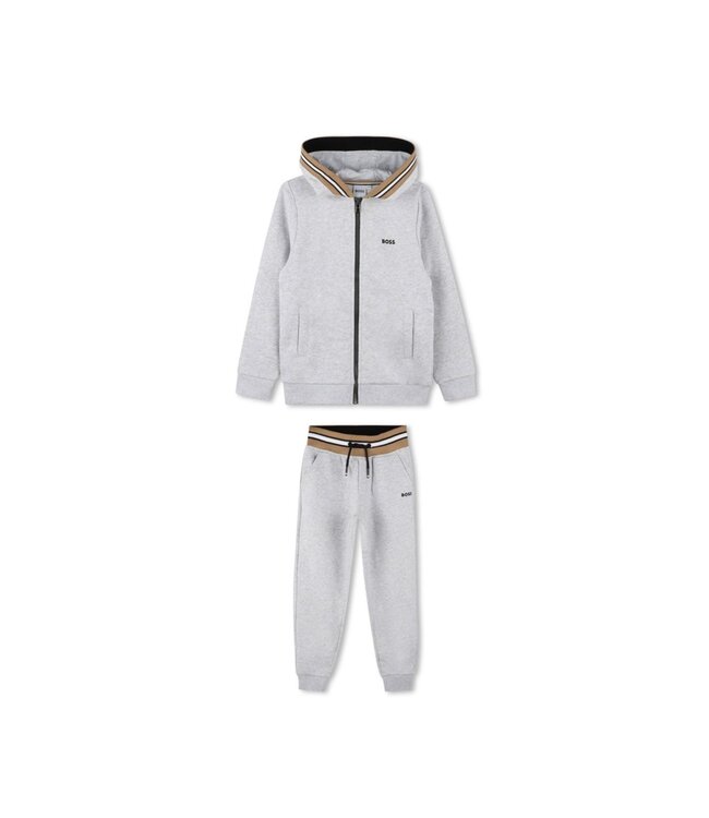 Boss Joggingpak Grijs met Beige/Witte bies