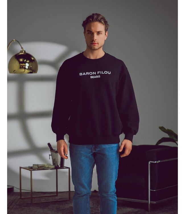 Baron Filou Organic Oversized Pullover Poster Backprint CXVII Black