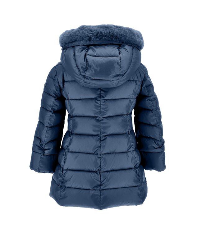 Monnalisa Winterjas Donkerblauw met zachte capuchon