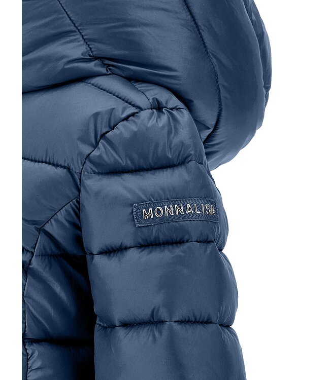 Monnalisa Winterjas Donkerblauw met zachte capuchon