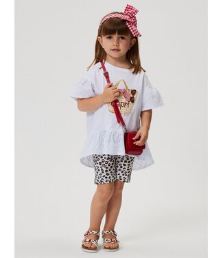Monnalisa 2 Delige Set Maxi T-Shirt met Fietsbroekje Panterprint