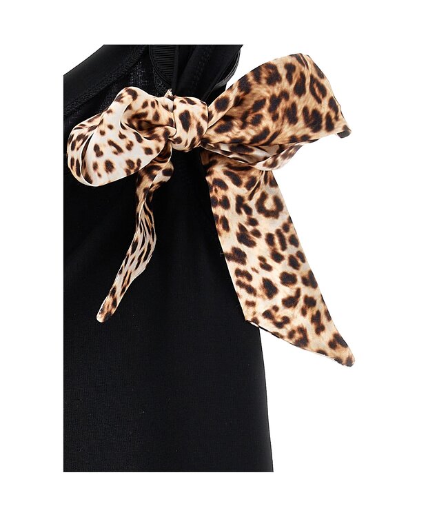 Monnalisa Top Zwart met Strik Panterprint