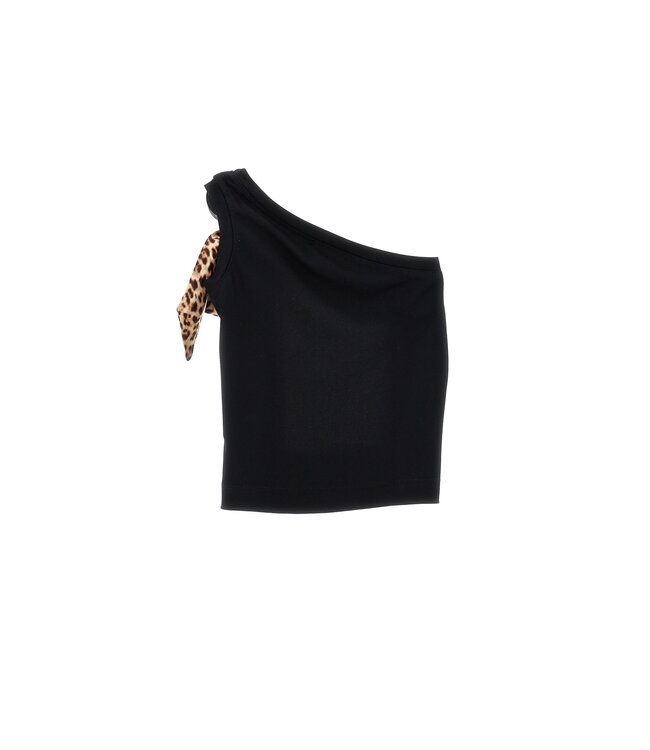 Monnalisa Top Zwart met Strik Panterprint