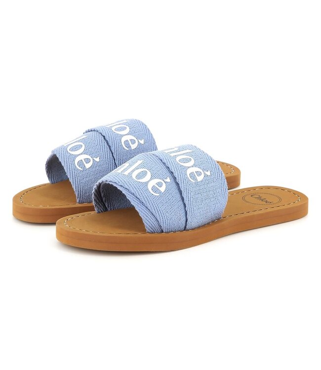 Chloe Slippers Chloe dubbele band Lichtblauw