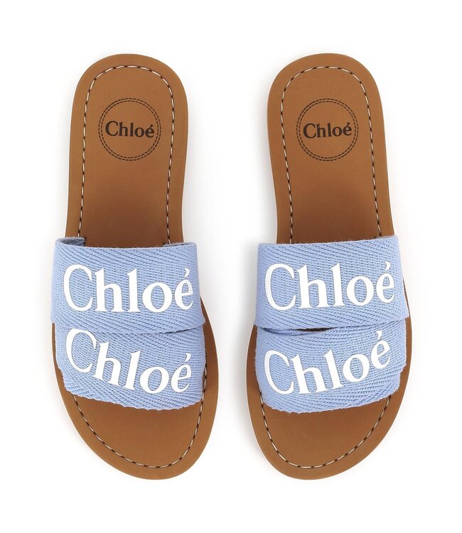 Chloe Slippers Chloe dubbele band Lichtblauw