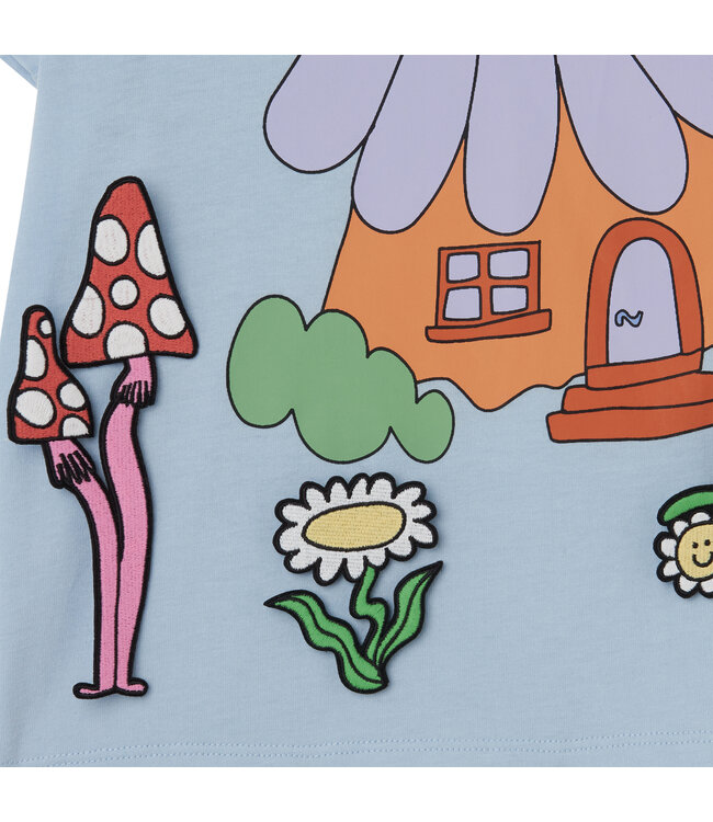 Stella Mccartney T-Shirt Lichtblauw met losse Badges