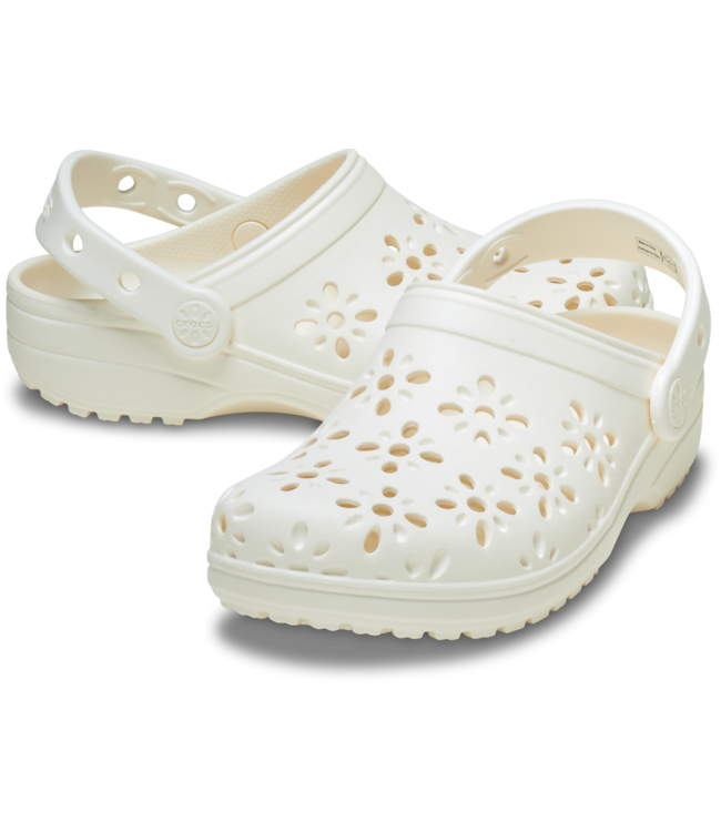 Crocs Classic Floral Cut Out Clog Chalk