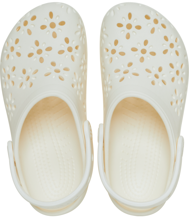 Crocs Classic Floral Cut Out Clog Chalk