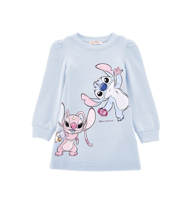 Monnalisa Sweatdress Stitch & Angel Lichtblauw