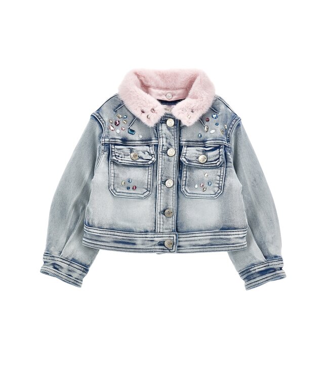 Monnalisa Denim Jasje Diamantjes