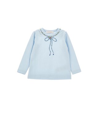 Monnalisa Shirt Lange Mouwen Strik Diamantjes