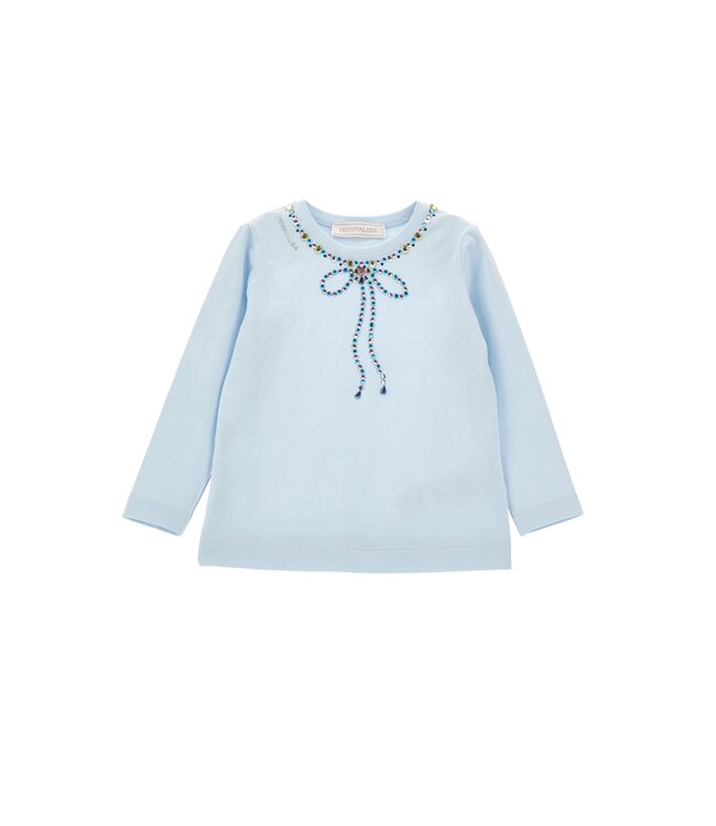 Monnalisa Shirt Lange Mouwen Strik Diamantjes