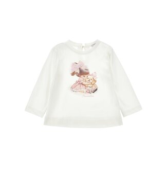 Monnalisa Baby Shirt Lange Mouwen Meisje met Velvet Strik