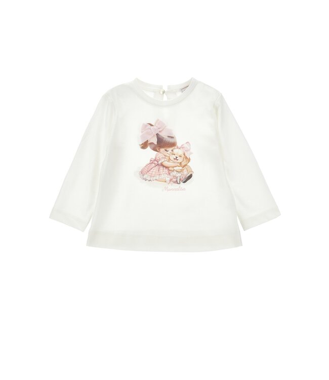 Monnalisa Baby Shirt Lange Mouwen Meisje met Velvet Strik
