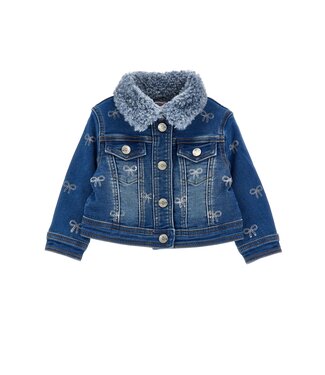 Monnalisa Baby Denim Jasje gevoerd met Strikjes