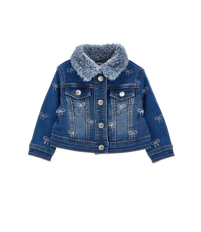 Monnalisa Baby Denim Jasje gevoerd met Strikjes
