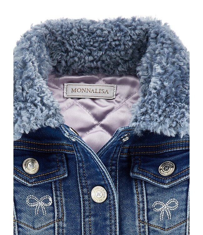 Monnalisa Baby Denim Jasje gevoerd met Strikjes