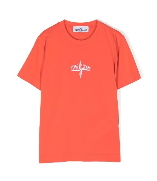 Stone Island Tshirt Oranje Rood Logo Wit