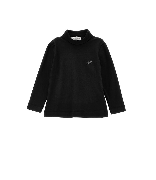 Monnalisa Shirt Lange Mouw met kleine Col Zwart