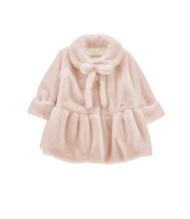 Monnalisa Baby Jas Teddy Roze met Strik