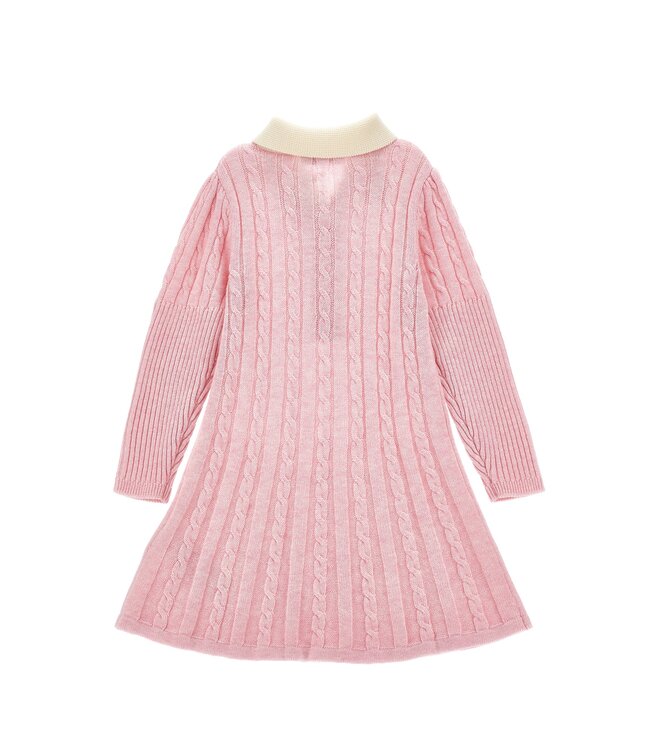 Monnalisa Jurk Roze met roosjes op de kraag