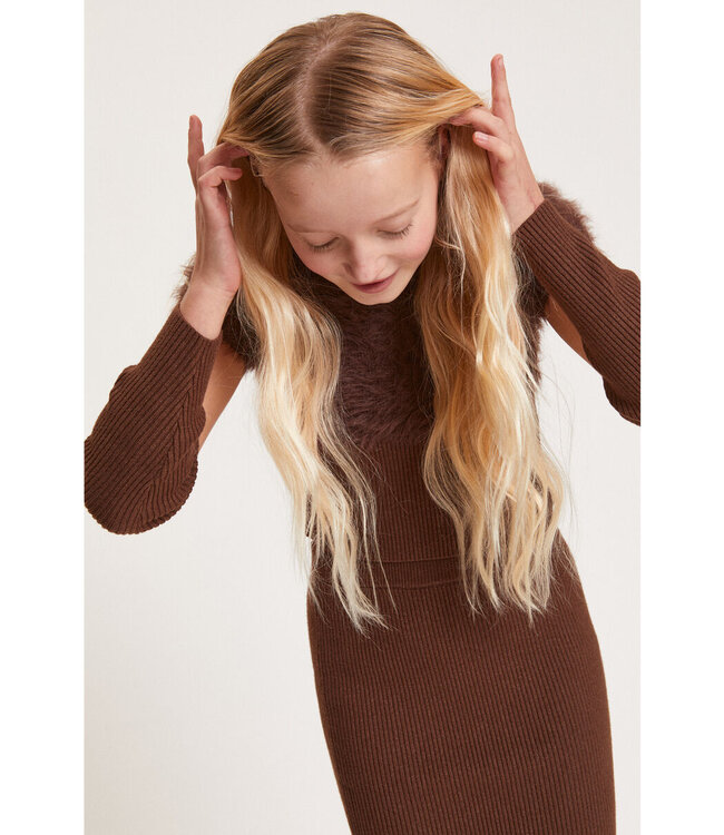 Monnalisa 2 Delige set Trui met losse mouwen + Rok Bruin