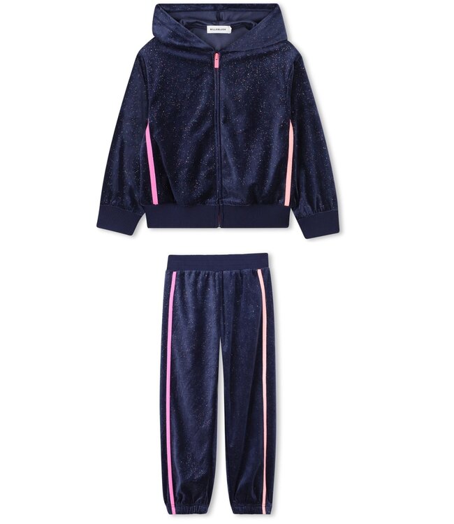 Billieblush Joggingpak Velours Donkerblauw Glitter