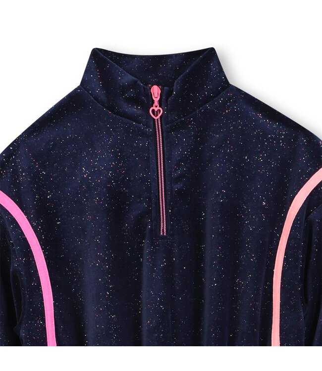 Billieblush Jurk Velours Donkerblauw Glitter