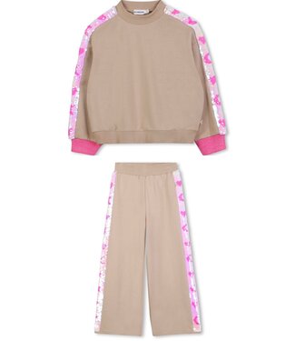 Billieblush Joggingpak Beige met Pailletten zijkant