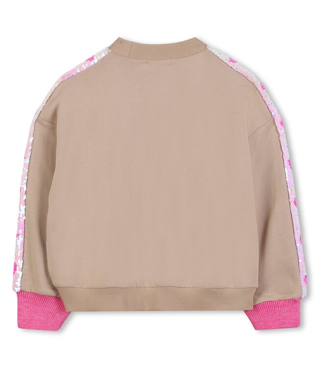 Billieblush Joggingpak Beige met Pailletten zijkant