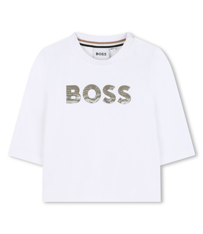 Boss Baby Shirt Lange Mouwen Wit BOSS Groen