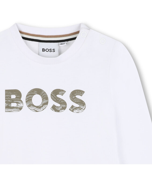 Boss Baby Shirt Lange Mouwen Wit BOSS Groen