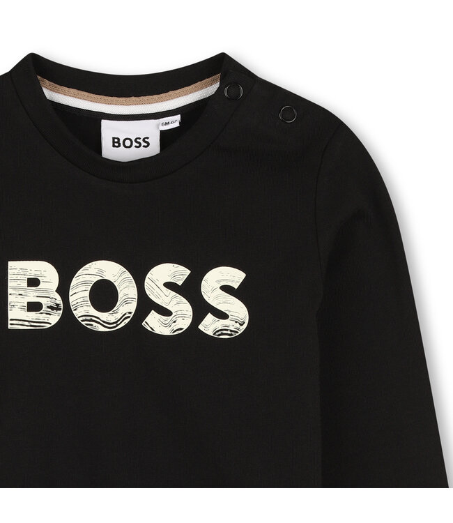 Boss Baby Shirt Lange Mouwen Zwart BOSS Beige