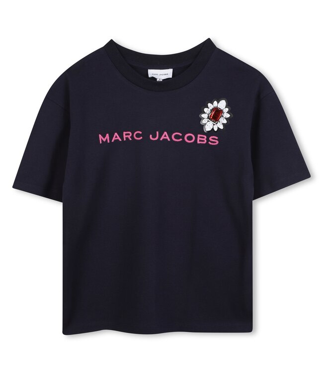 Marc Jacobs T-Shirt Navy met Diamant Bloem