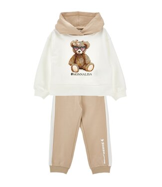 Monnalisa Joggingpak Beige Glitter Beer