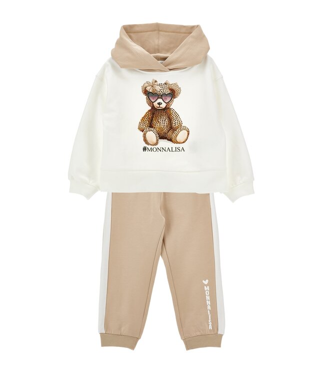 Monnalisa Joggingpak Beige Glitter Beer