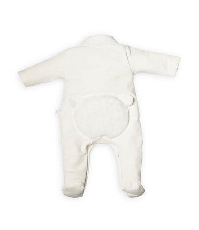 First FO ROMPERSUIT FUR TEDDY ON BACKSIDE OFF WHITE