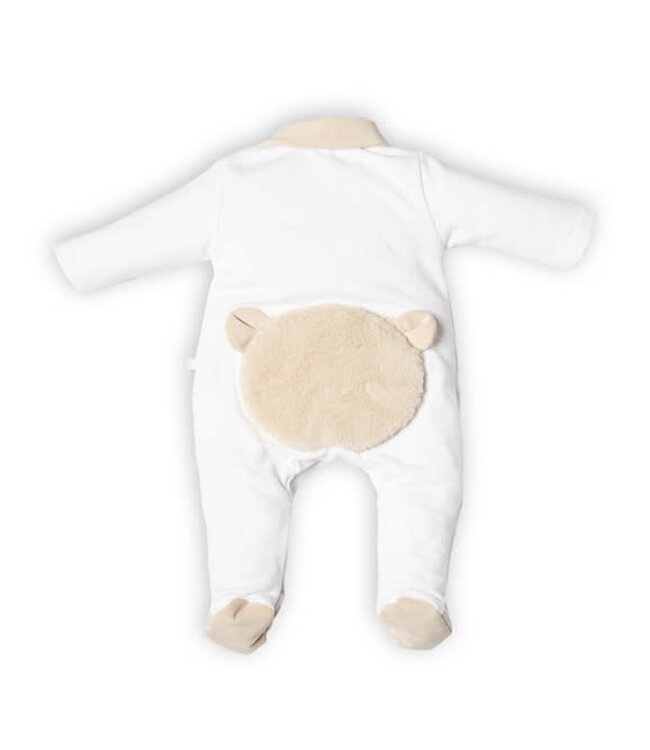 First FO ROMPERSUIT FUR TEDDY ON BACKSIDE WHITE/BEIGE