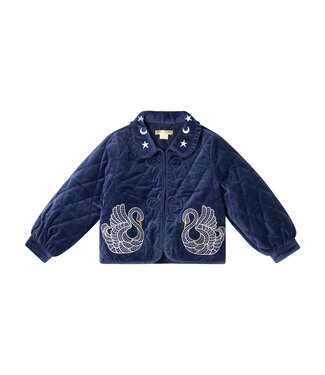 Stella Mccartney Jas Donkerblauw Velours met zwanen