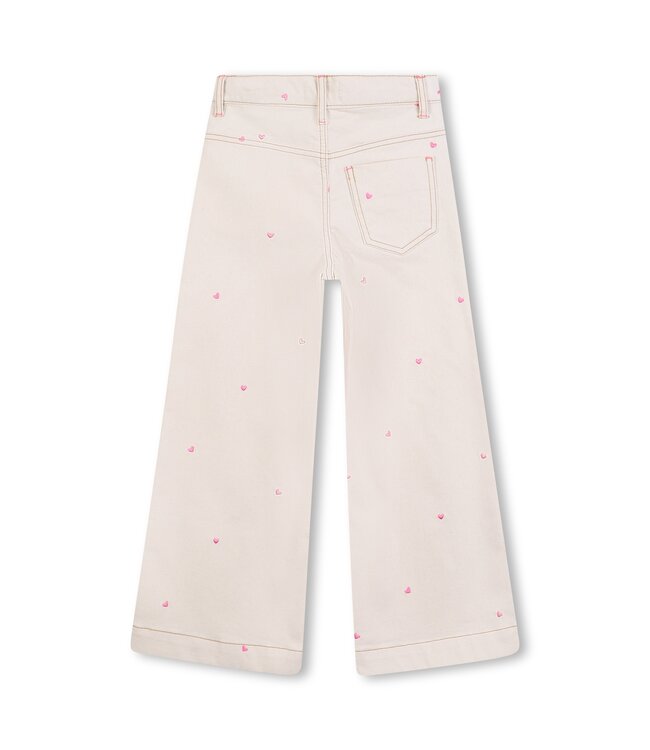 Billieblush Jeans Wide Leg Beige met hartjes