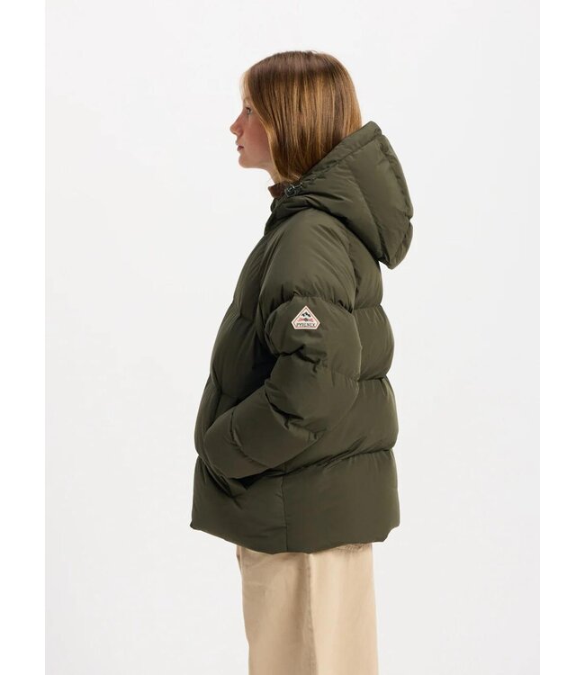 PYRENEX STEN SMOOTH  Unisex Hooded Down Jacket in Deep Khaki